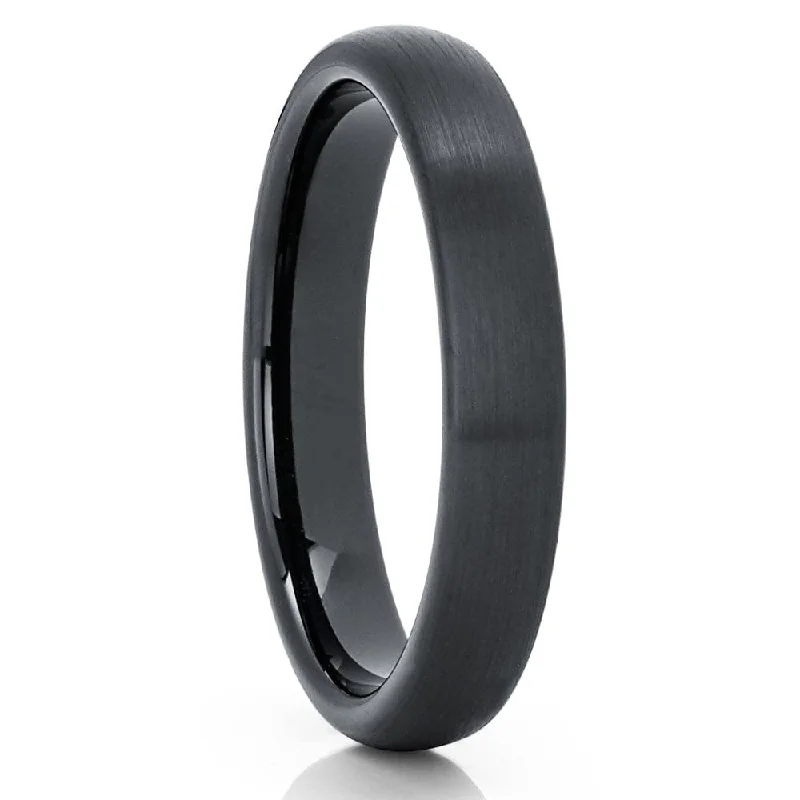 4Mm Black Tungsten Carbide Wedding Ring Comfort Fit Anniversary Engagement Ring