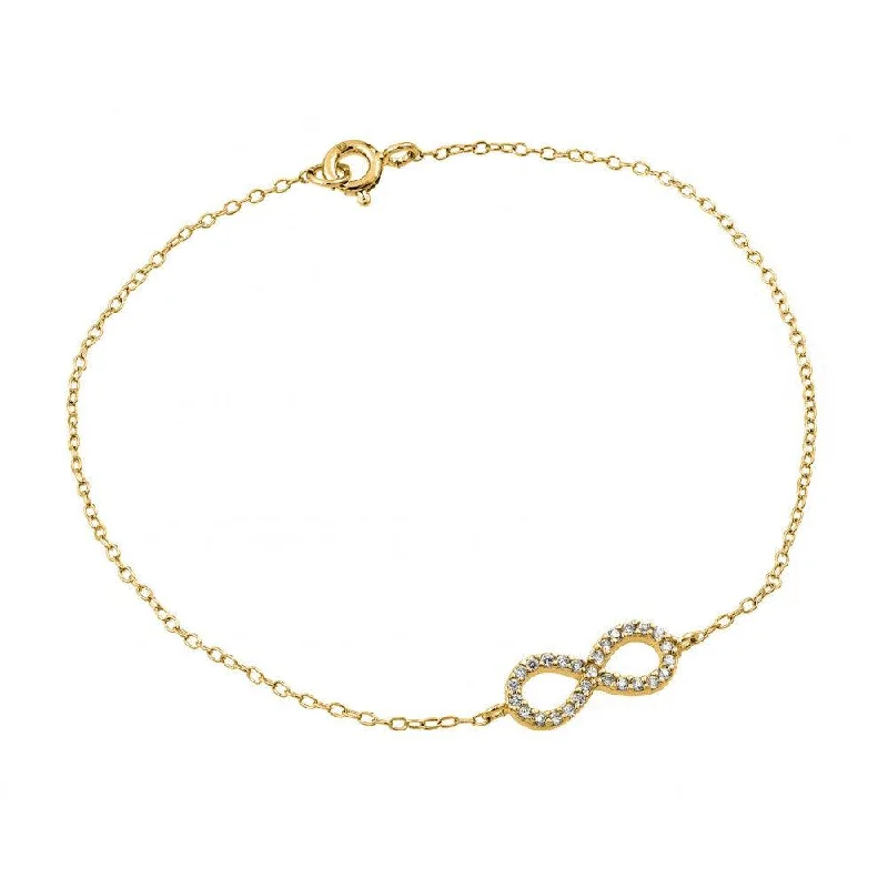 Silver 925 Gold Plated Infinity Clear CZ Bracelet - STB00495GP