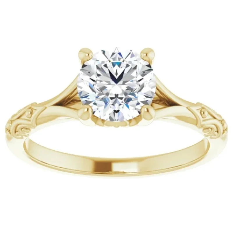 1 Ct Solitaire Diamond Engagement Ring 14k Yellow Gold Clarity Enhanced