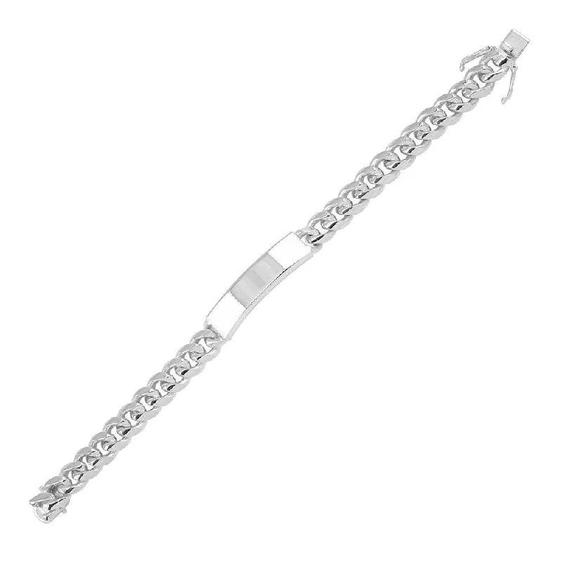 Rhodium Plated 925 Sterling Silver Miami Cuban ID Link 10.7mm Bracelet - CDIB00039RH