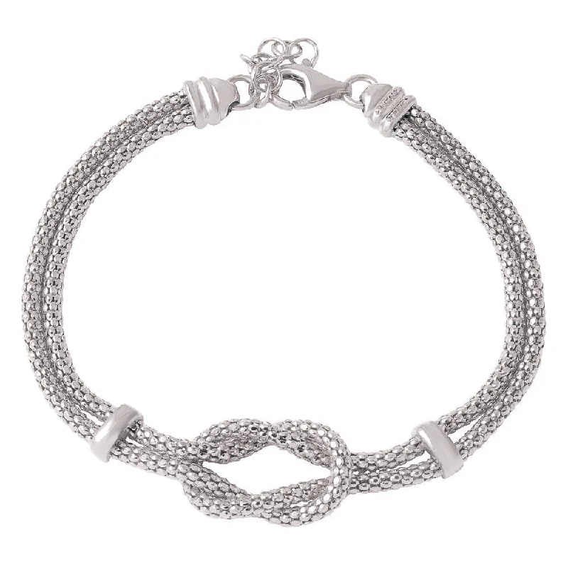 Silver 925 Rhodium Plated Knot and Bar Bracelets - ARB00022RH