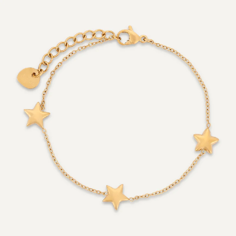 Multi Star Clasp Bracelet In Gold-Tone