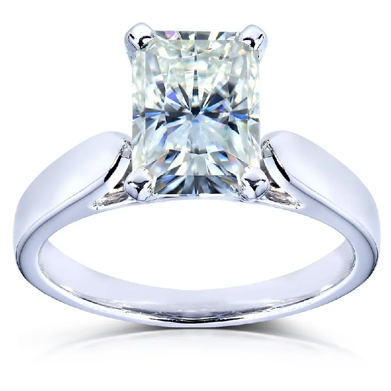 Annello by Kobelli 14k White Gold 1 4/5ct Moissanite Radiant Cut Solitaire Engagement Ring