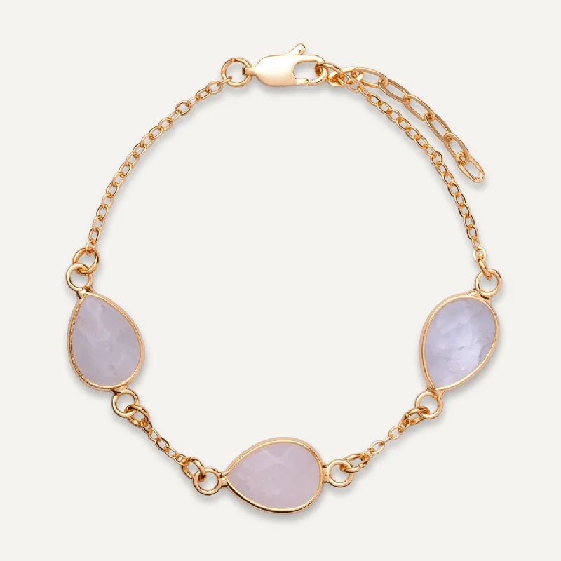 Natural Moonstone Stone Clasp Bracelet In Gold-Tone