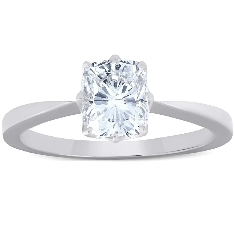 1 Ct Cushion Diamond Solitaire Engagement Ring 14k White Gold