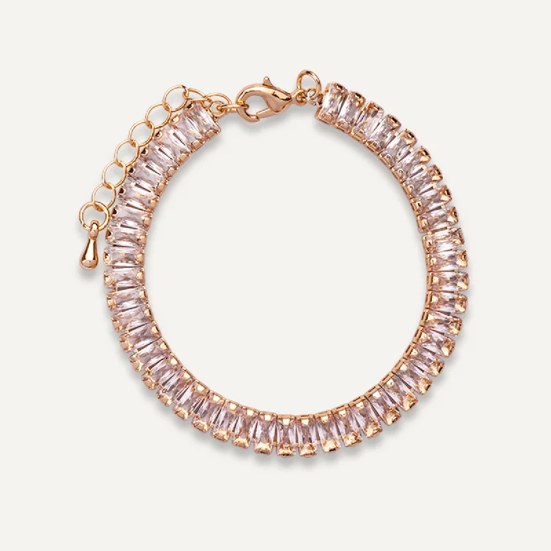 Elizabeth Cubic Zirconia Clasp Bracelet In Gold-Tone