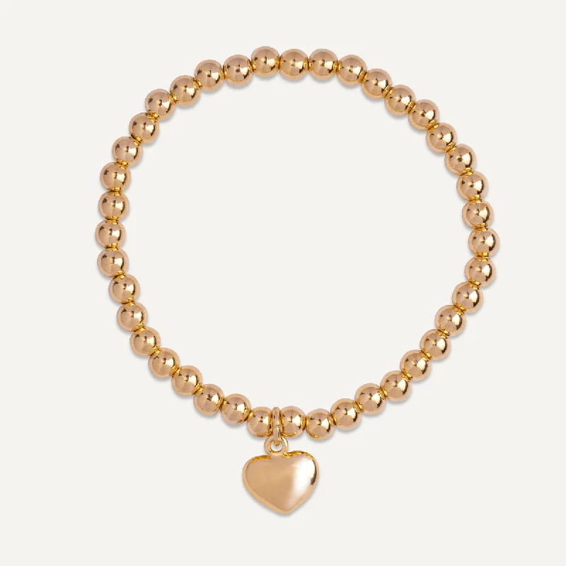 Emily Heart Pendant Beaded Bracelet In Gold-Tone