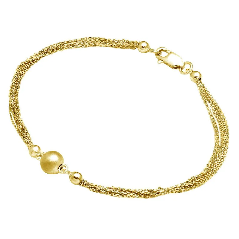 Gold Plated 925 Sterling Silver Multi Stand Beaded Bracelet - DIB00012GP