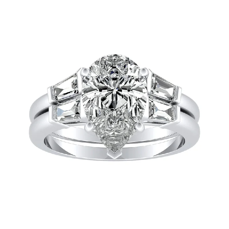 Auriya 2 1/2ctw Pear-cut Diamond Engagement Ring Set Platinum Certified