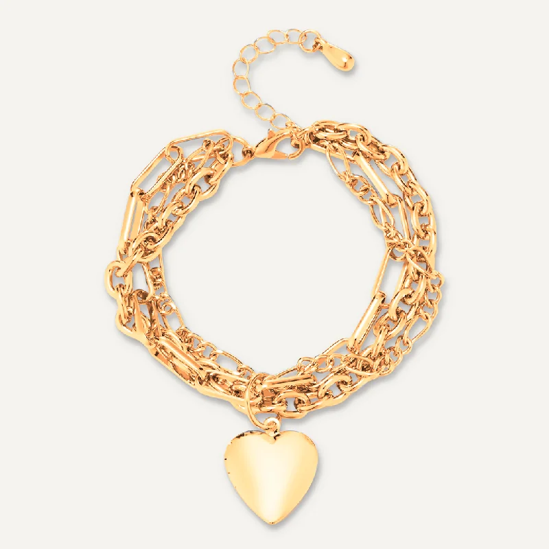 Multi-Row Sweetheart Clasp Bracelet In Gold-Tone