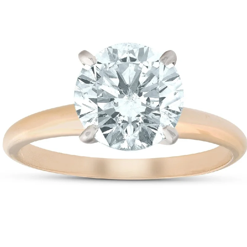 Pompeii3 14k Yellow Gold 2.27 ct Round Shape Diamond Solitaire Engagement Ring Clarity Enhanced (I/S2-I1)