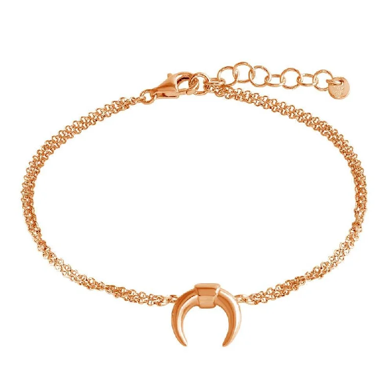 Rose Gold Plated 925 Sterling Silver Crescent Chain Bracelet - ARB00051RGP