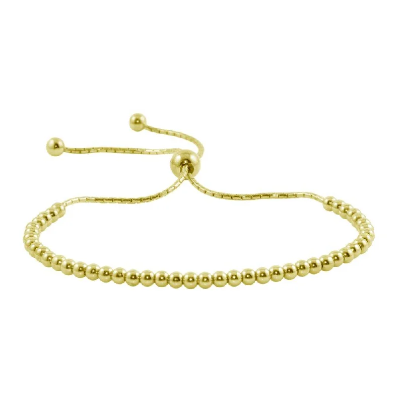 Gold Plated 925 Sterling Silver Beaded Lariat Bracelet - DIB00015GP