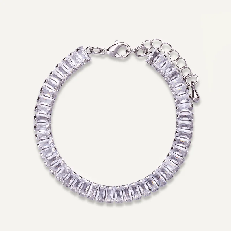 Elizabeth Cubic Zirconia Clasp Bracelet In Silver-Tone