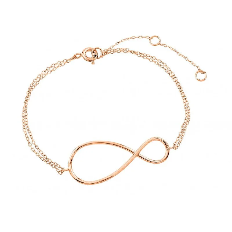 Silver 925 Rose Gold Plated Exaggerated Infinity Sign Bracelet - STB00496RGP