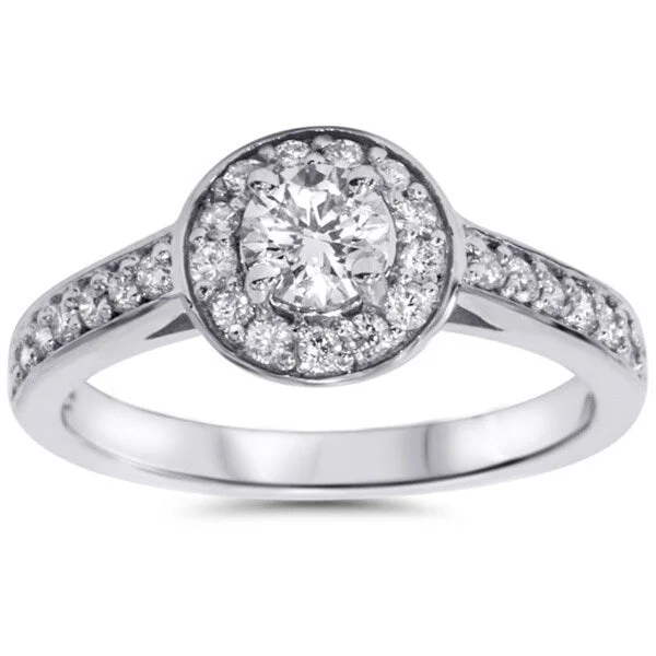 14k White Gold 3/4ct TDW Halo White Diamond Engagement Ring (H-I, I2-I3)