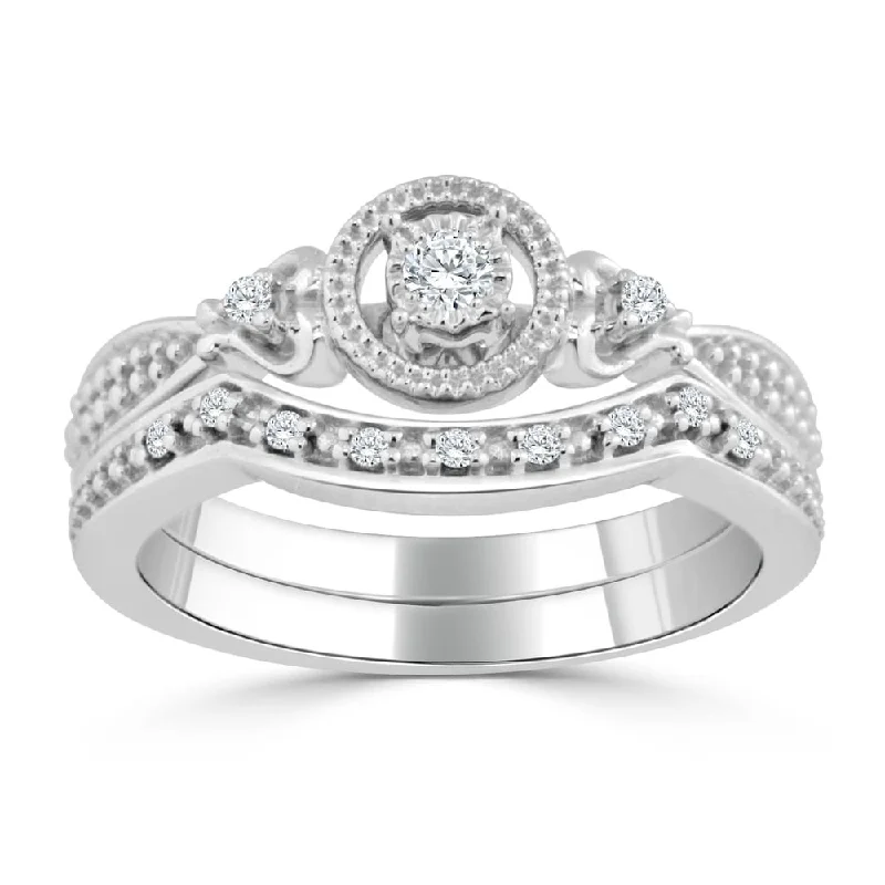 14k Gold Round 1/4ct TDW Diamond Engagement Ring Set by Auriya