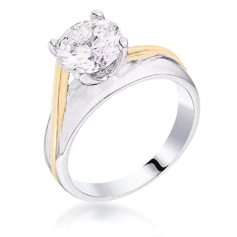 Two-tone Gold & Silver Solitaire Engagement Ring