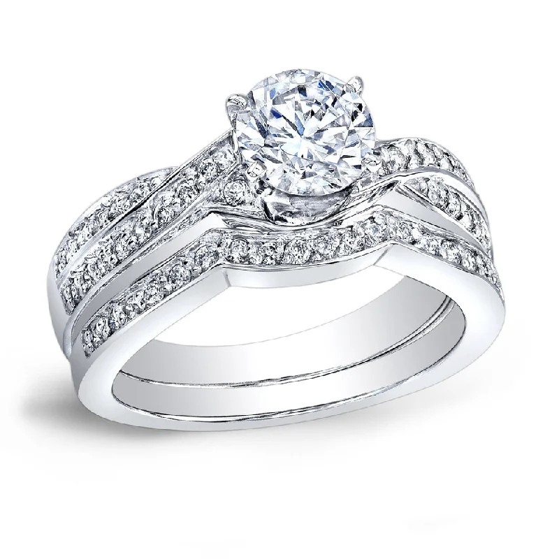 Auriya Platinum 4/5ctw Twisted Round Diamond Engagement Ring Set