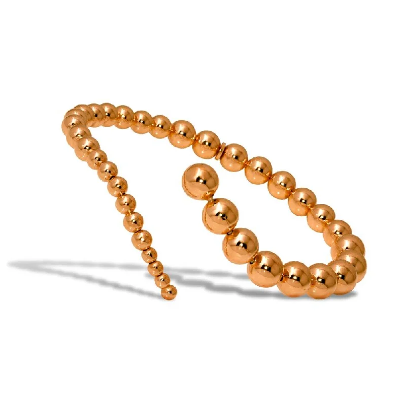 Rose Gold Plated 925 Sterling Silver Beaded Wavy Journey Cuff Bracelet - ITB00212RGP