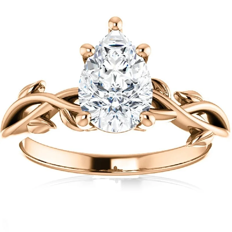 Pompeii3 14k Rose Gold 1.53Ct TDW Diamond Pear Shape Solitaire Engagement Ring Lab Grown IGI Certified (D/SI2)