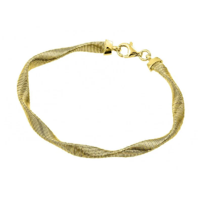 Silver 925 Gold Plated Mesh Twisted Italian Bracelet - JPB00006GP