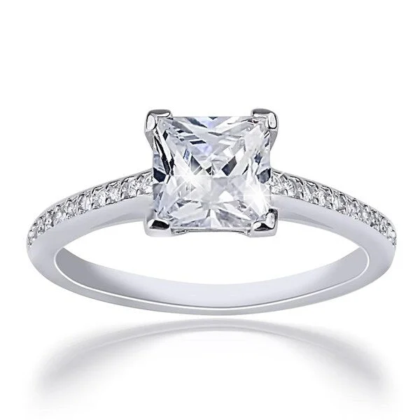 Sterling Silver 1.25 Carat Cubic Zirconia Princess Cut Engagement Ring