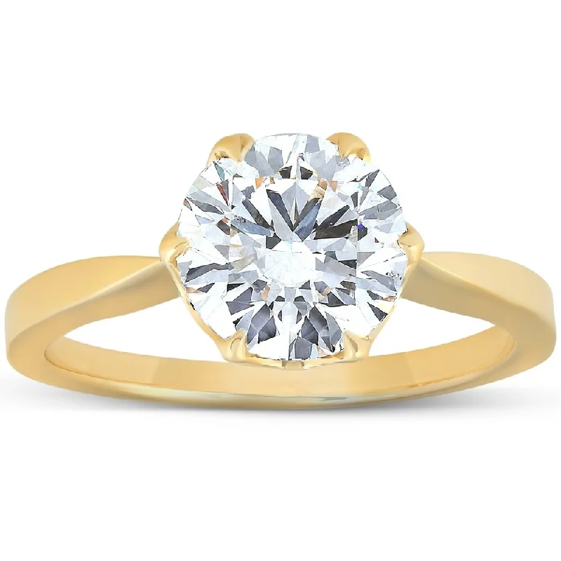 2 Ct Diamond Solitaire Engagement Ring 14k Yellow Gold Enhanced