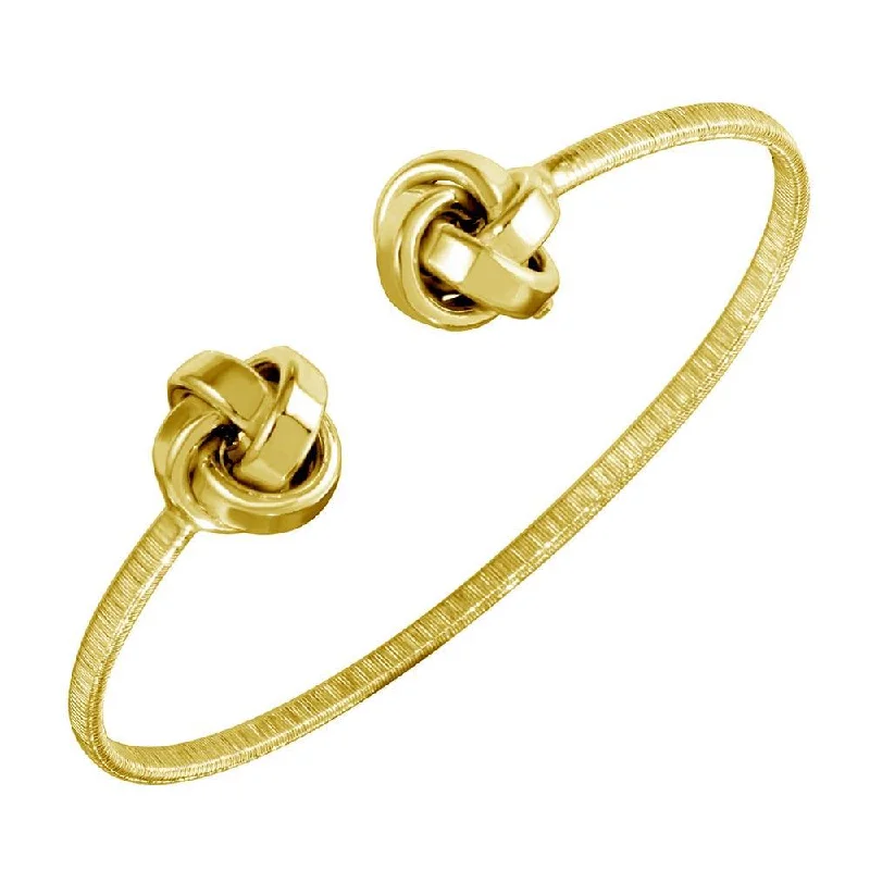 Gold Plated 925 Sterling Silver Knot Cuff Bracelets - ARB00050GP