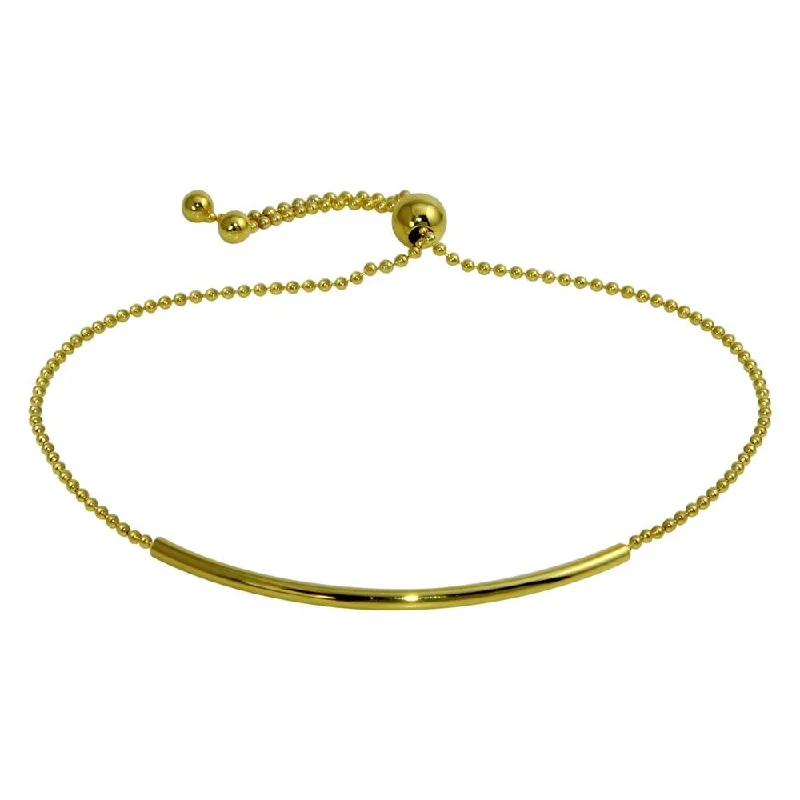 Gold Plated 925 Sterling Silver Tube Bead Bracelet - DIB00058GP