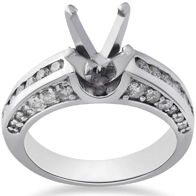 14k White Gold 1 ct TDW Diamond Semi Mount Engagement Ring Setting