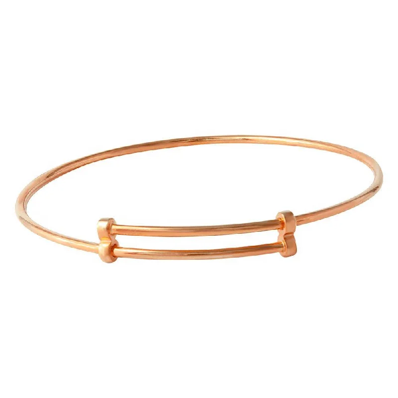 Rose Gold Plated 925 Sterling Silver Adjustable Bangle Bracelet - DIB00003RGP