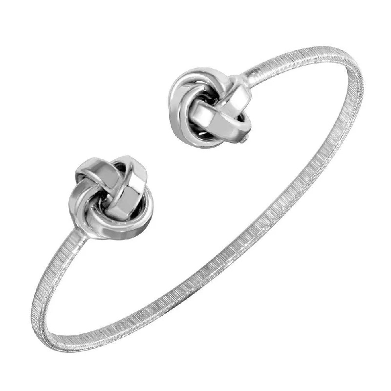 Rhodium Plated 925 Sterling Silver Knot Cuff Bracelets - ARB00050RH