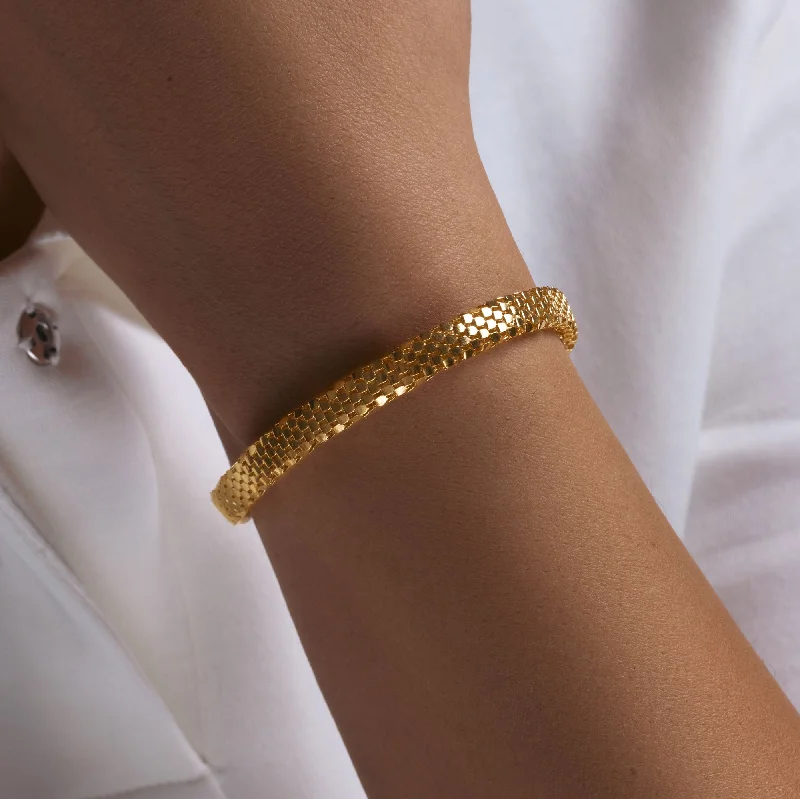 Gold Plated 925 Sterling Silver Italian Snake Scale Bracelet - ITB00059GP