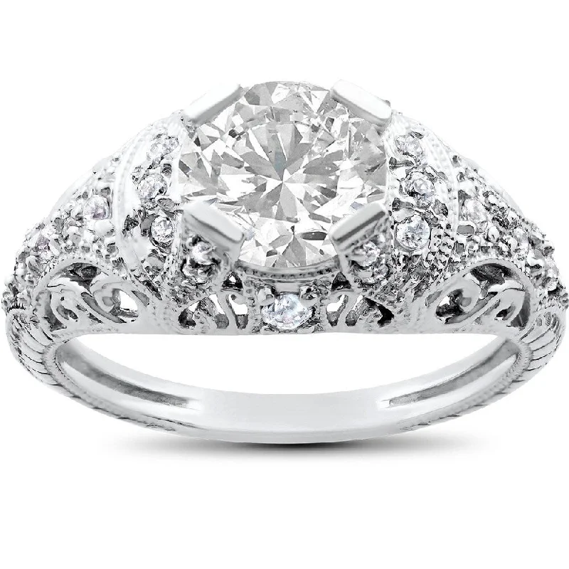 14k White Gold 1 1/3ct TDW White Diamond Engagement Ring