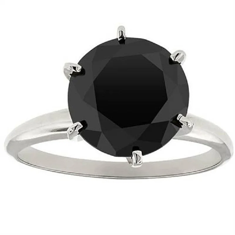 14k White Gold 3ct TDW Black Diamond Solitaire Engagement Ring