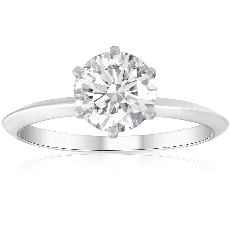 1ct Round Enhanced Diamond Solitaire Engagement Ring 14K White Gold