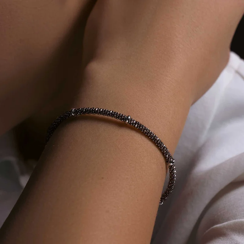 Final Price-Silver 925 Black Rhodium Plated Skinny Italian Bracelet - ITB00036BLK