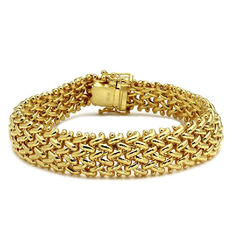 Gold Plated 925 Sterling Silver Braided Bracelet - DIB00011GP