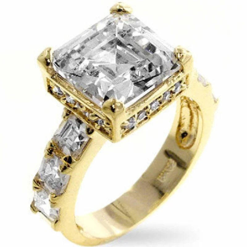 Gold Music Box Engagement Ring with Luminous Cubic Zirconia