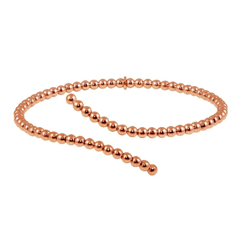 Rose Gold Plated 925 Sterling Silver Bead Cuff Bracelet - ITB00216RGP