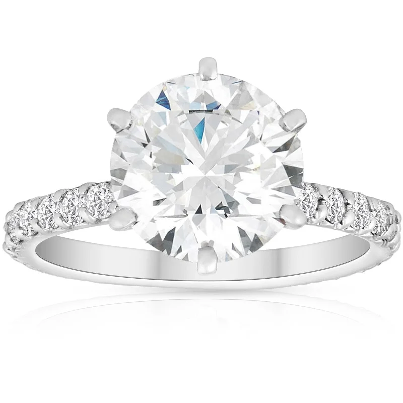 3 3/4 Ct Diamond Engagement Ring 14k White Gold