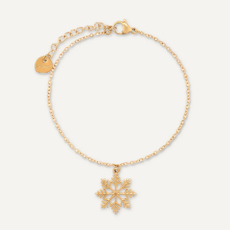 Snowflake Charm Clasp Bracelet In Gold-Tone