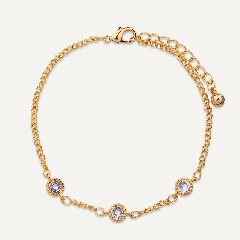 Keira Contemporary Crystal Clasp Bracelet In Gold-Tone