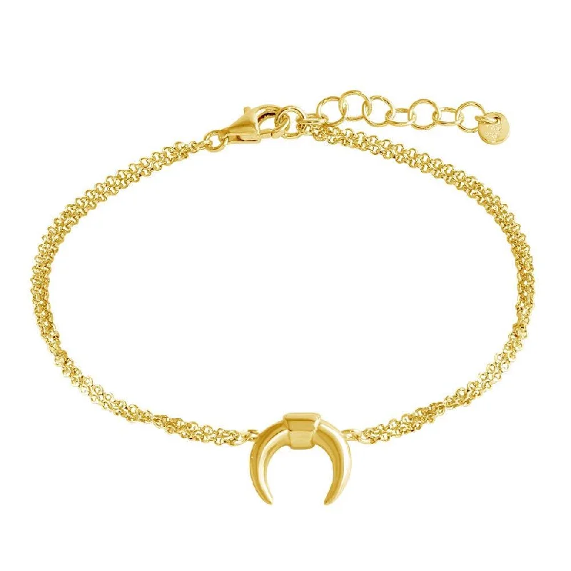 Gold Plated 925 Sterling Silver Crescent Chain Bracelet - ARB00051GP