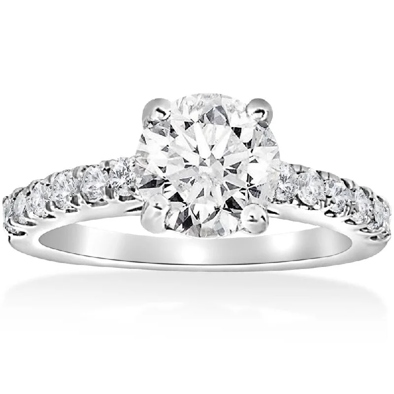 14k White Gold 1 1/2 ct TDW Round Diamond Engagement Ring Clarity Enhanced (G-H/SI1-SI2)