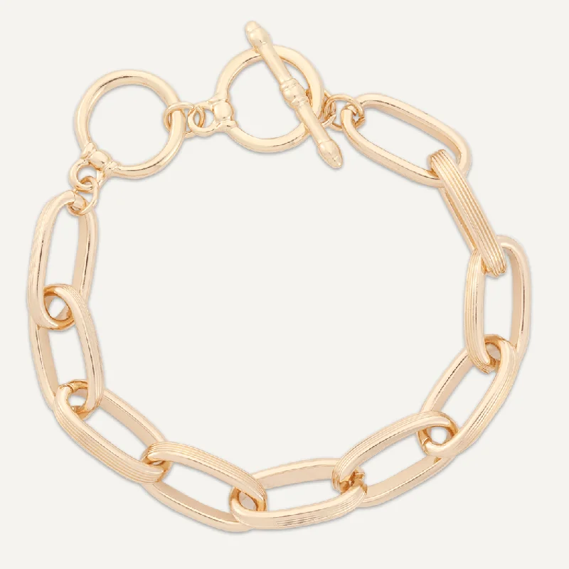 Contemporary Chain-Link Bracelet In Gold-Tone