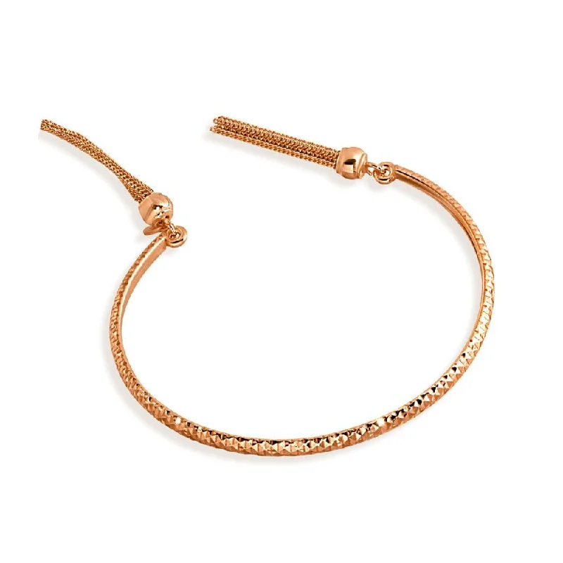 Rose Gold Plated 925 Sterling Silver DC Cuff Bracelet with Dangling Tassel - ITB00214RGP