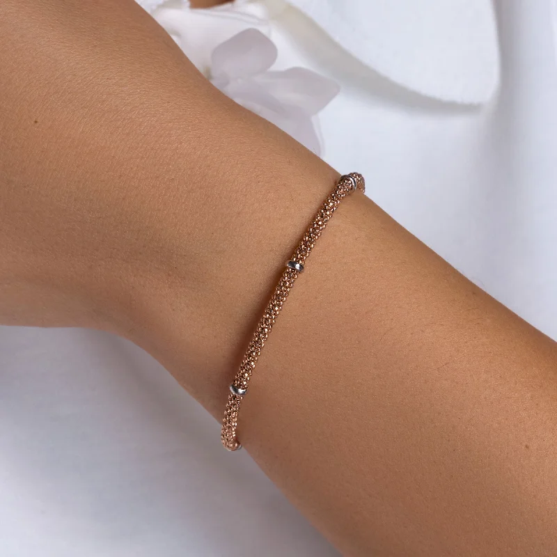 Final Price-Silver 925 Rose Gold Plated Italian Bracelet - ITB00036RGP