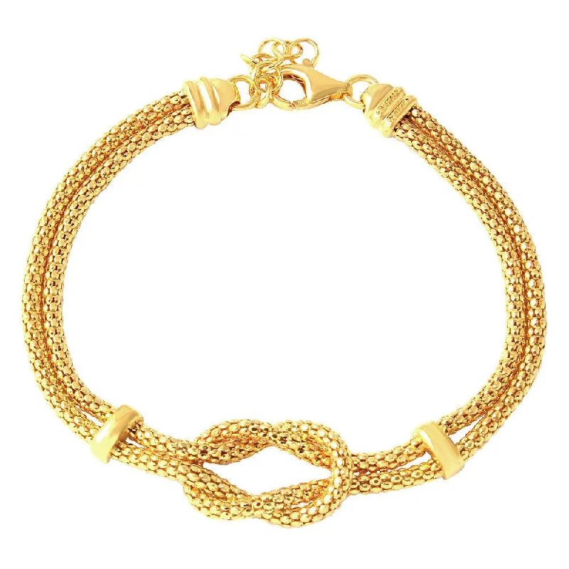 Silver 925 Gold Plated Knot and Bar Bracelet - ARB00022GP